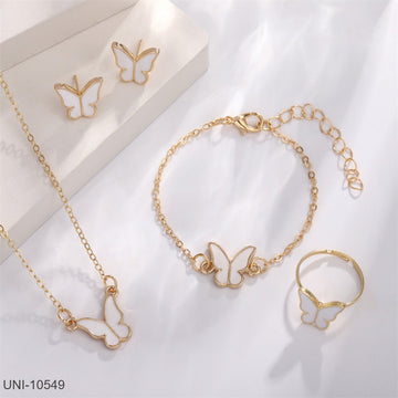 Beautiful White Butterfly Gold - Jewelry Set