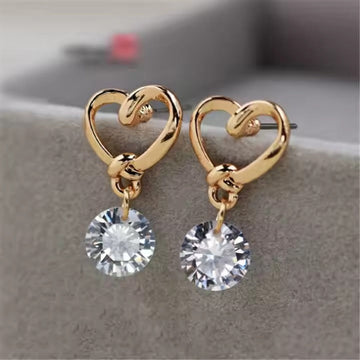 Gold Heart & Diamond - Earring