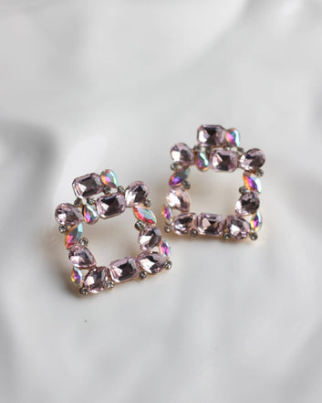Square Glass Multi Dimond - Earring Style 6