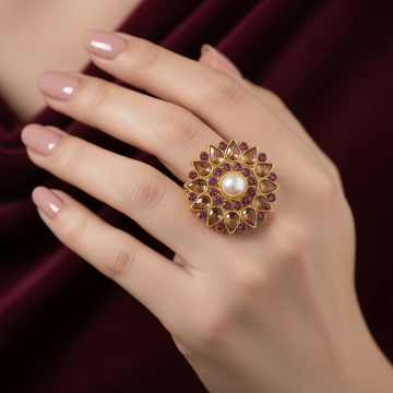Luxury Gold Rose Flower Diamonds - Ring Style 2