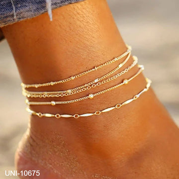 Classy Gold Layer - Anklet Set of 5