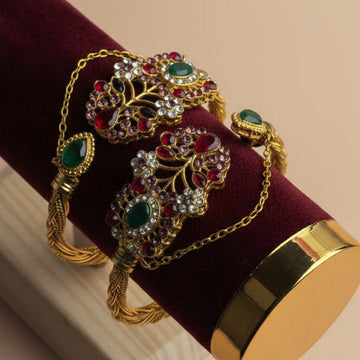 Luxury Multi Diamonds Gold - Bangle Set Of 2 Style 4