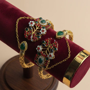 Luxury Multi Diamonds Gold - Bangle Set Of 2 Style 5