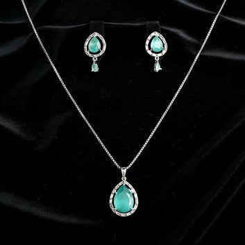 Turquoise Natural Stone Silver - Jewelry Set