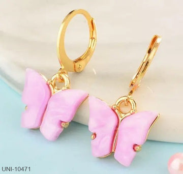Pink Butterfly Gold - Earring